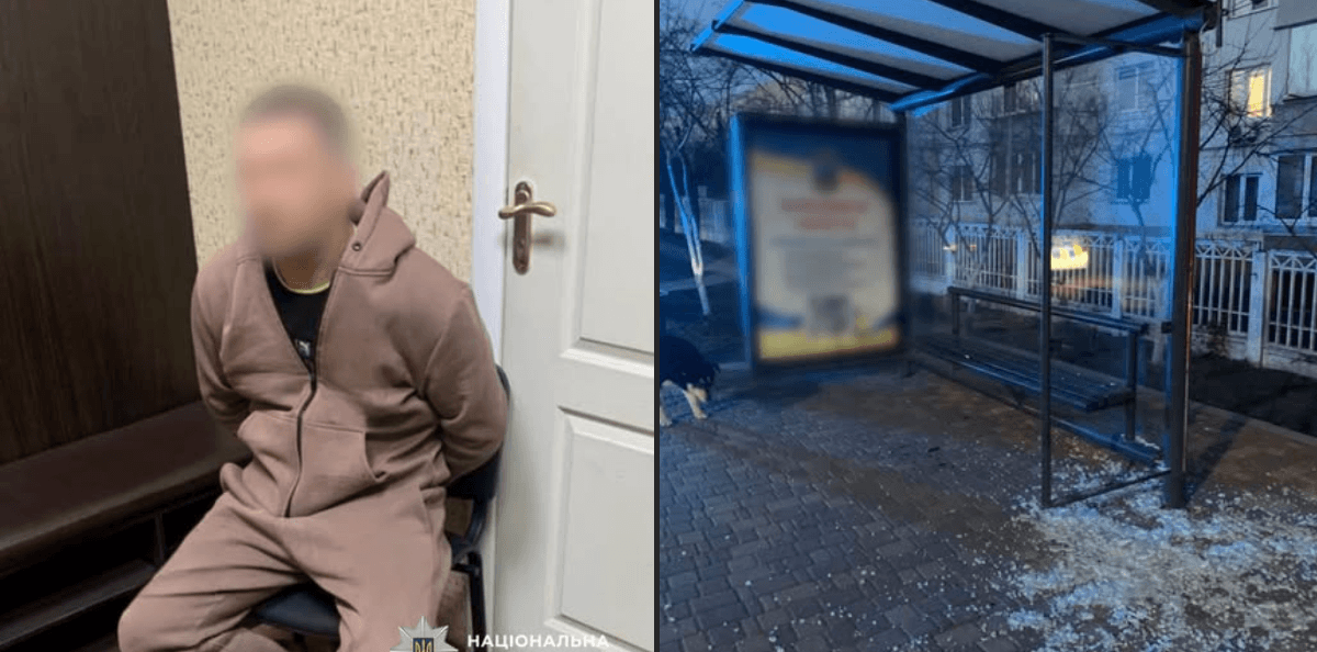 Зловмисника, який пошкодив зупинку громадського транспорту в Василькові затримано