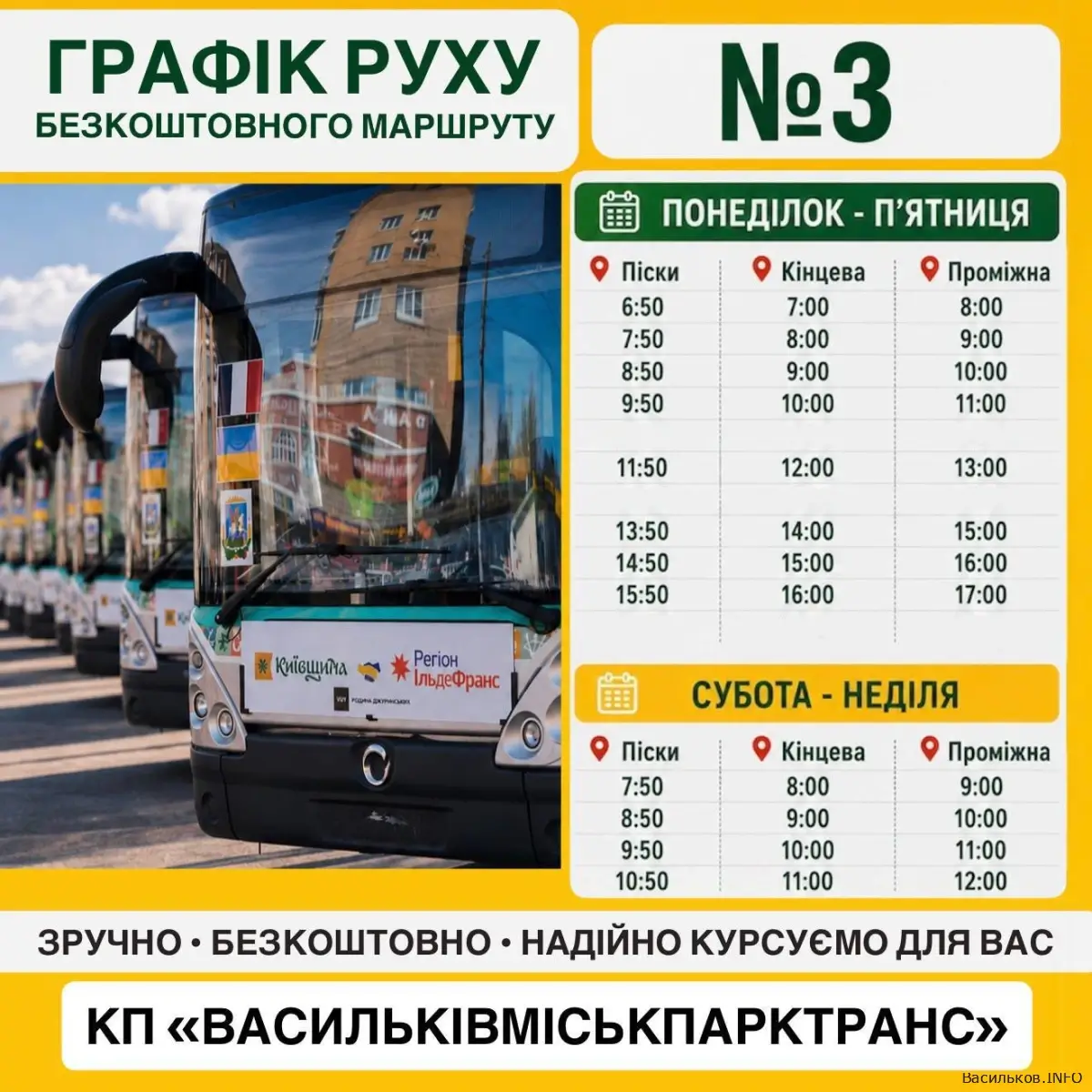 Громадський транспорт у Василькові стане зручнішим: маршрут №3 продовжили